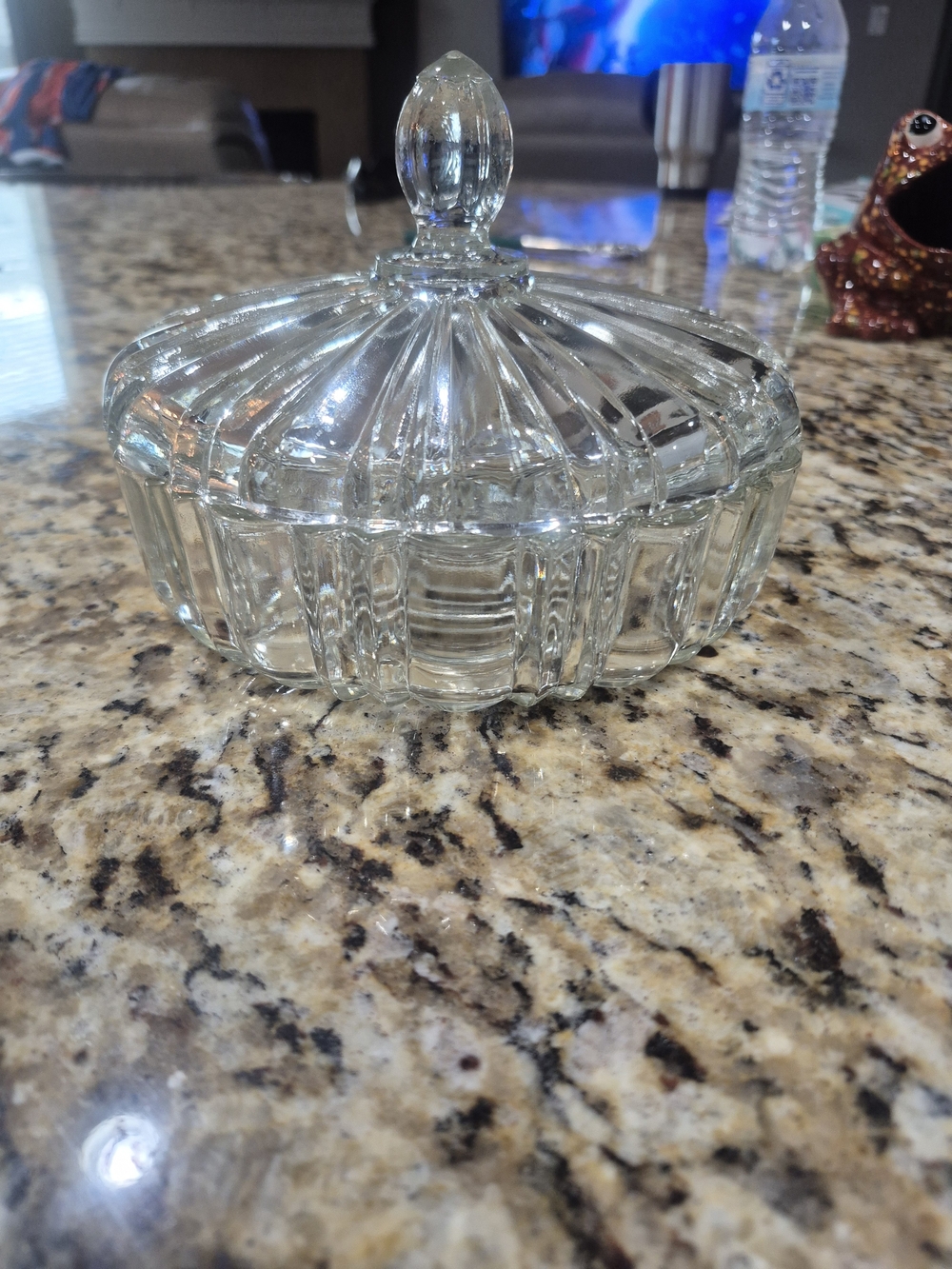 Source Unknown Clear Glass Lidded Candy Dish